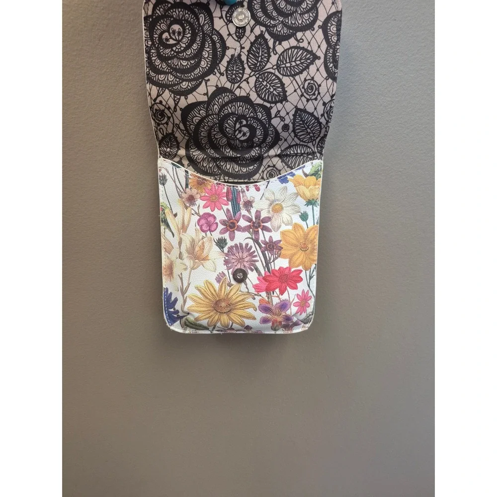 Carlos Santana Floral Crossbody Mini Satchel Yellow Handle Purse Boho Festival